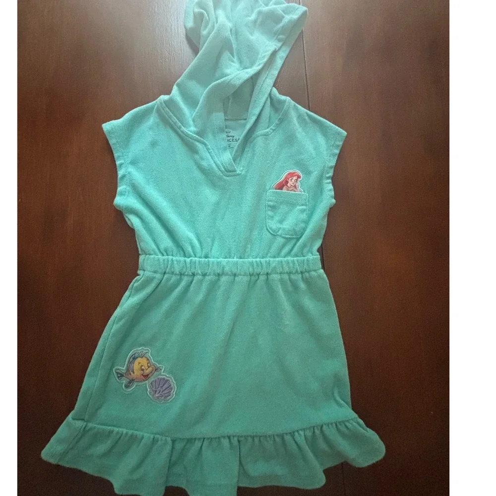 Disney Swimwear Bundle Kids 5T 6X 7 Ariel Dalmatians Swimsuits CoverUp Excellent
